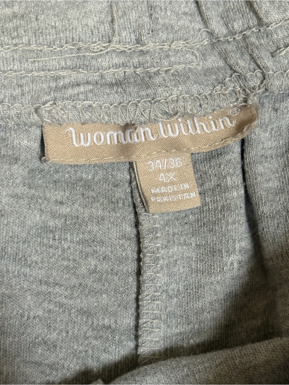 Woman Within  Gray  Knit Drawstring Athletic Shorts - Picture 3 of 6